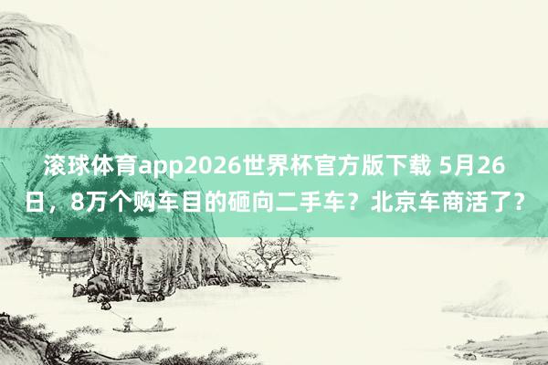 滚球体育app2026世界杯官方版下载 5月26日,8万个购车目的砸向二手车?北京车商活了?