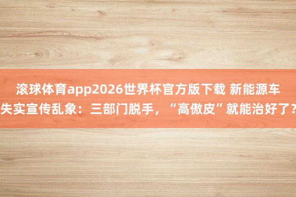 滚球体育app2026世界杯官方版下载 新能源车失实宣传乱象:三部门脱手,“高傲皮”就能治好了?