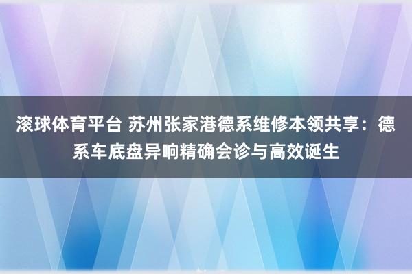 滚球体育平台 苏州张家港德系维修本领共享：德系车底盘异响精确会诊与高效诞生