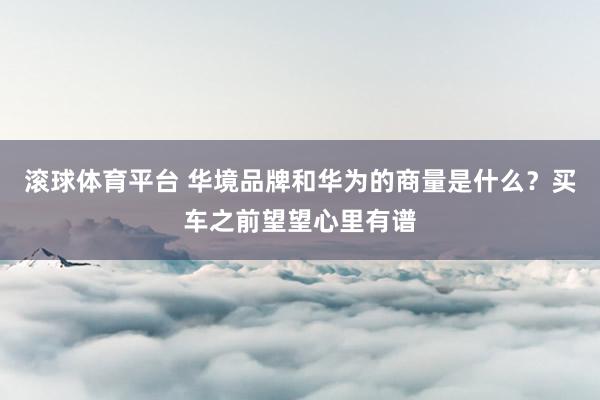 滚球体育平台 华境品牌和华为的商量是什么?买车之前望望心里有谱
