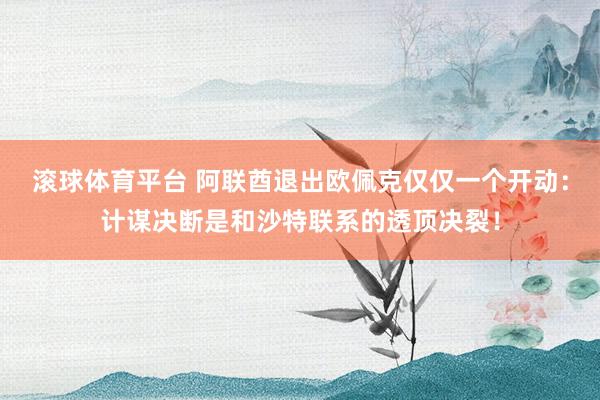 滚球体育平台 阿联酋退出欧佩克仅仅一个开动:计谋决断是和沙特联系的透顶决裂!