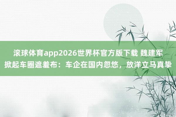 滚球体育app2026世界杯官方版下载 魏建军掀起车圈遮羞布:车企在国内忽悠,放洋立马真挚