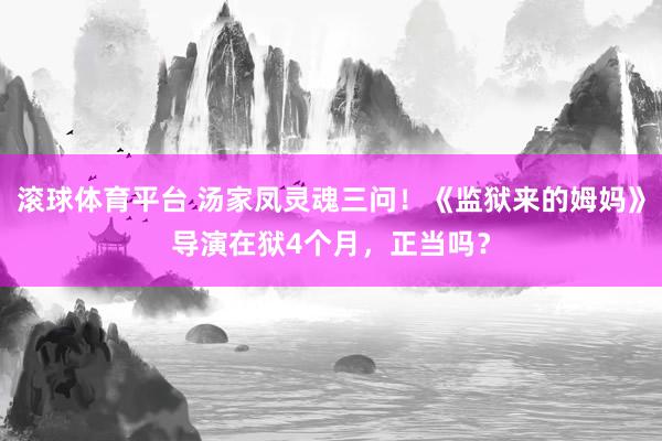 滚球体育平台 汤家凤灵魂三问!《监狱来的姆妈》导演在狱4个月,正当吗?