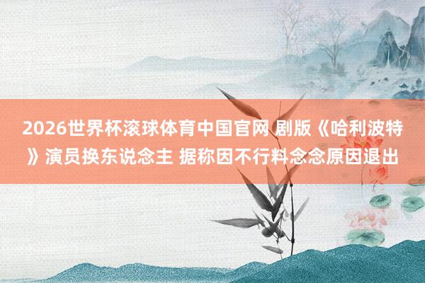 2026世界杯滚球体育中国官网 剧版《哈利波特》演员换东说念主 据称因不行料念念原因退出