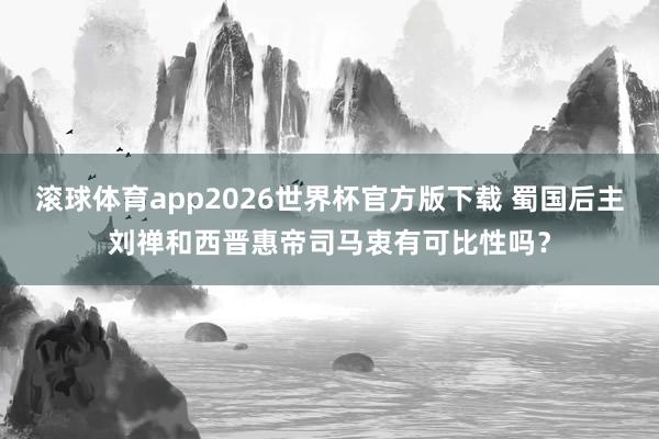 滚球体育app2026世界杯官方版下载 蜀国后主刘禅和西晋惠帝司马衷有可比性吗？