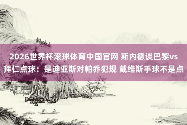 2026世界杯滚球体育中国官网 斯内德谈巴黎vs拜仁点球:是迪亚斯对帕乔犯规 戴维斯手球不是点