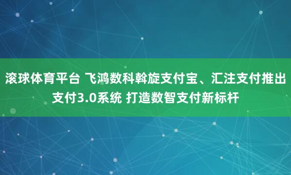 滚球体育平台 飞鸿数科斡旋支付宝、汇注支付推出支付3.0系统 打造数智支付新标杆
