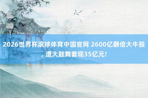 2026世界杯滚球体育中国官网 2600亿翻倍大牛股, 遭大鼓舞套现35亿元!