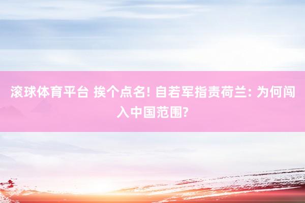 滚球体育平台 挨个点名! 自若军指责荷兰: 为何闯入中国范围?
