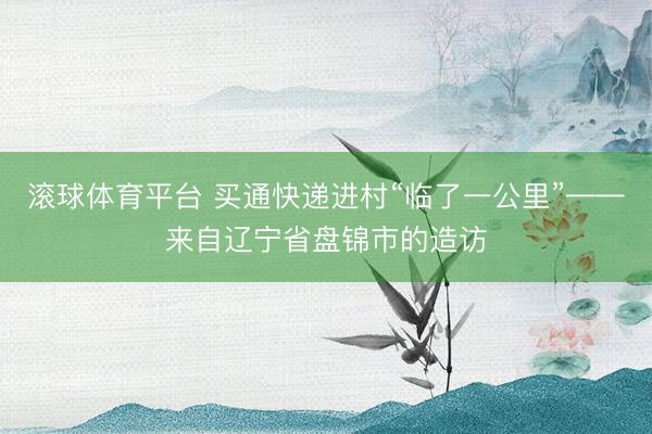 滚球体育平台 买通快递进村“临了一公里”——来自辽宁省盘锦市的造访