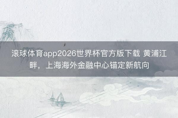 滚球体育app2026世界杯官方版下载 黄浦江畔,上海海外金融中心锚定新航向